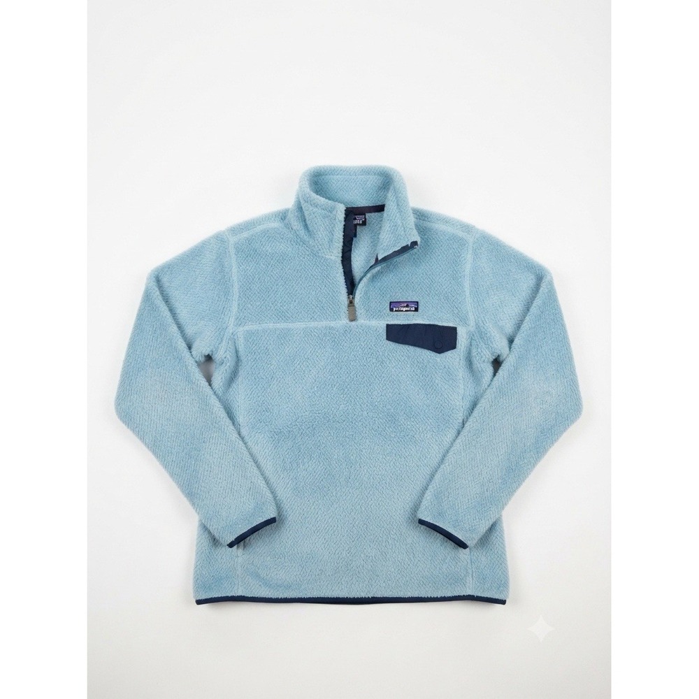 Patagonia Women's L Snap-T Fleece Pullover Light Blue Polartec Thermal Pro